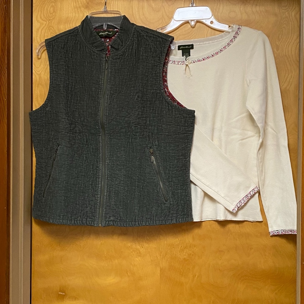 Eddie Bauer shirt & Vest set.  Shirt = medium, vest =Large